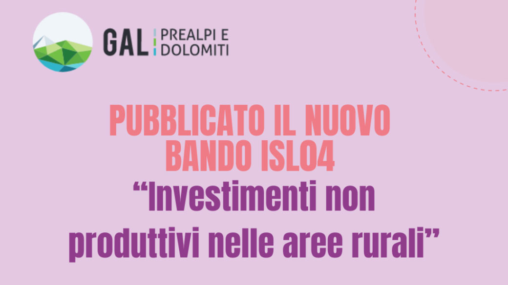 Pubblicato il bando del GAL Prealpi e Dolomiti a favore di fondazioni e associazioni senza scopo di lucro per l’avvio e/o il potenziamento dei servizi di base per la popolazione